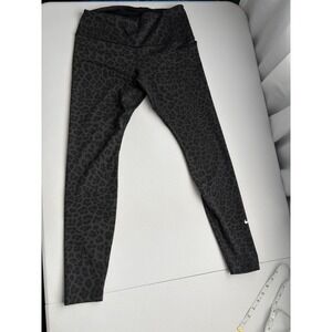 Nike Dri Fit Leopard Print Leggings Women's Size M Black Gray Athletic
